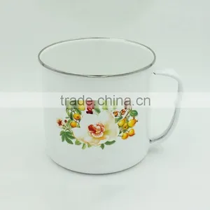2016 New Flower Printing Carbon Steel Custom Made Enamel Camping Mug thumbnail-4