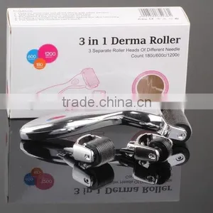 Hot Sale Dermaroller 180needles 600needles 1200needles 3 in 1 Derma Roller Titanium Micro Needle Roller thumbnail-1