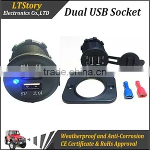 Blue Led Light Panel Mount Dual USB Socket thumbnail-3