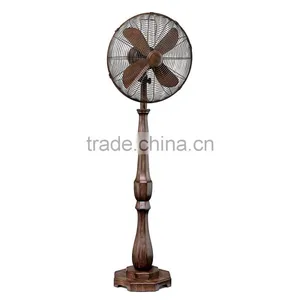 Oscillating Antique Pedestal Fan, 16-Inch, Copper, Orient Wooden Art Stand Fan thumbnail-1