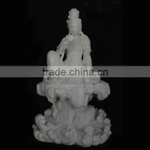 Hand Carved White Marble Buddha Statue thumbnail-1