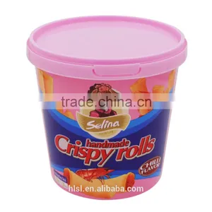Cheap IML Logo Design Plastic Biscuit Box, Round Biscuit Container With Lid Packaging Suppliers thumbnail-4