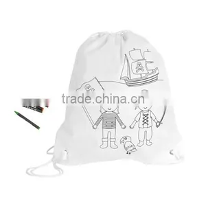 Waterproof Drawstring Bag With Pastels for Kid thumbnail-1