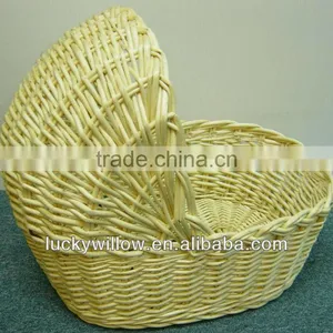 Hand Made White Baby Wicker Moses Basket for Home Use thumbnail-1