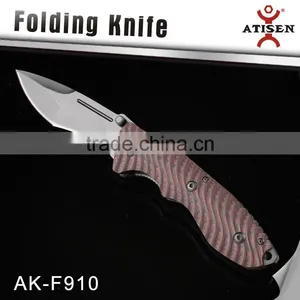 4.5" Blade Camping Folding Knife G10 Handle Outdoor Survival Knife thumbnail-1