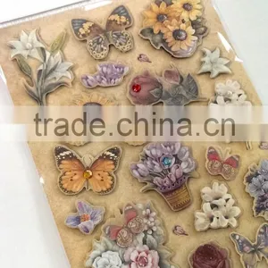 3D Elegant Lily & Sunflower & Butterfly Design Sticker, Decorative Glitter Sticker With Color Gems/Rhinestone thumbnail-3