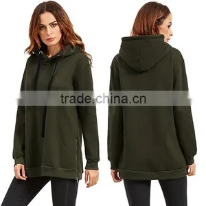 Female Hoodies High Quality Blank Wholesale Loose Fit Pullovers Sweater Side Zipper Spring Custom Longline Hoodies thumbnail-1