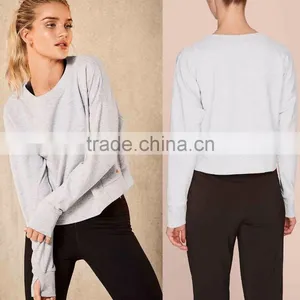 Women Sweatshirt Without Hood Active Soft Cotton Plain Dyed Long Sleeve Crew Neck Sweatshirt Oversized thumbnail-1