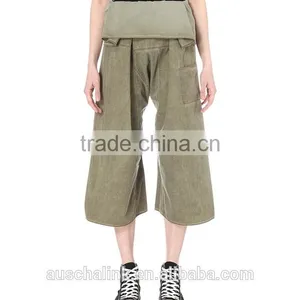 Custom Ladies Cropped Cotton Trousers Patterns New Design thumbnail-2