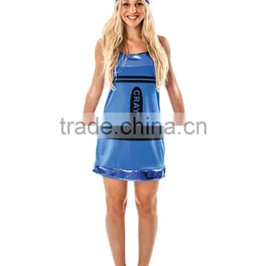 Women's Blue Crayon Fancy Dress Costume thumbnail-1