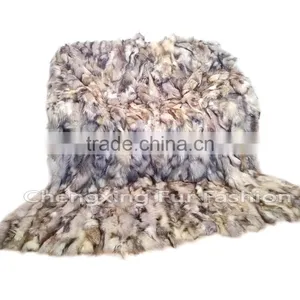 CX-D-85 Patchwork Blanket/Real Fox Fur Blanket/Throw Blankets thumbnail-4