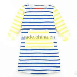 2017 New Arrival Baby Clothes Wholesale Hot Sale Cotton Cheap Blue Stripe Children's Boutique Fashion Adult Size Baby Girl Dress thumbnail-1