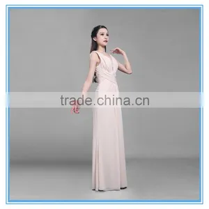 Wholesale Deep V Chiffon Modern Handmade Pleated Long Evening Dress thumbnail-2