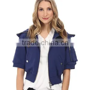 Stacked Multipurpose Zip Pocket at Left Sleeve Welt Hand Pockets With Snap Closure Zip Front Hooded Sweatshirt thumbnail-5