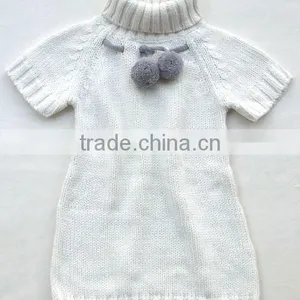 Turtleneck Short Sleeved Girls Children Knitted Pullover thumbnail-1