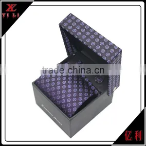 Custom Made Polyester Woven Logo Necktie Cufflink Clip Gift Set thumbnail-5