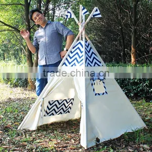 ShiJ Tipi Chevron Cotton Canvas Teepee Tent For Kids thumbnail-2