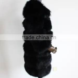 Myfur 2017 Winter Wholesale Women Fashion Raccoon Fur Coat and Jackets in Black thumbnail-2