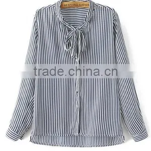 Runwaylover EY2352B 2017 Ladies Fashion Deep V-Neck Stripe Blouse thumbnail-5