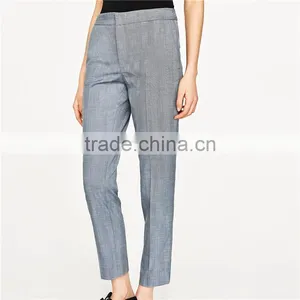 OEM Side Pockets Kinny Herringbone Light Blue Trousers Womens thumbnail-5