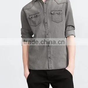 Denim Shirt, Men's Short Sleeve Shirts thumbnail-1
