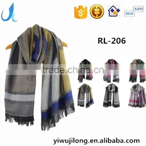 Colorful 100% Acrylic Shawl Stole Winter Geometric Border Korean SCARF RL-206 thumbnail-1