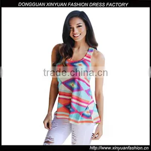 Latest Sleeveless Printed Tank Top Designs Floral Printed Tank Top For Girls thumbnail-1