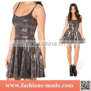 2017 Women's Printed Floral Grid-shape Pleated Dress for Sale thumbnail-1