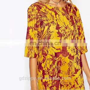 New Arrival Midi Sleeve Round Neck Loose Design Print Bangkok Dress thumbnail-4