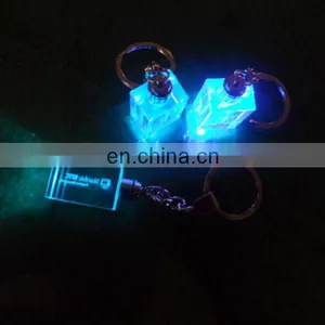 Custome Light Up Glowing LED Crystal Blank Plastic Keychain thumbnail-1