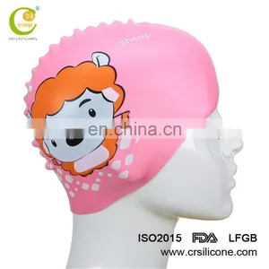 Children Kids Silicone Swim Swimming Cute Cartoon Cap Hat Fish Shark Goldfish thumbnail-1