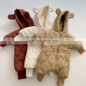 Toddler Cotton Romper Baby Winter Coat Zipper Long Sleeve Cute Baby Snowsuit 2020 Hoodie thumbnail-1