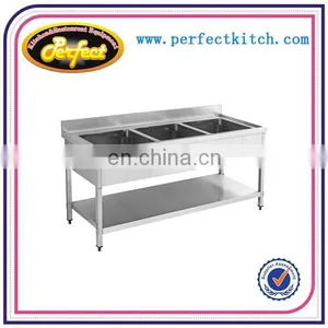 3 Bowls Commercial Stainless Steel Kitchen Sinks /Restaurant Kitchen Sinks With Bench thumbnail-5