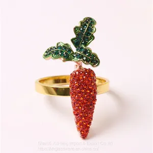 Hot Selling Red Carrot Napkin Cloth Holder With Green Leaf For Table Decoration thumbnail-3