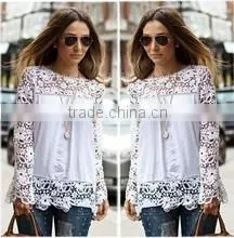 Instyles Able White Women's Long Sleeve Lace Crochet Shirt Women Transparent Blouse SV009993 Boutique Clothing Clothing thumbnail-1