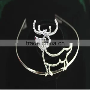 2015 Latest Moder Large Pageant Crystal Deer Bride Crown for Fashion Ladies thumbnail-2
