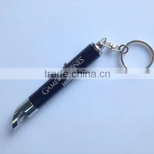 2015 High Quality Aluminum Led Customed Logo Bottle Opener Led Projector Battery Keyring thumbnail-3
