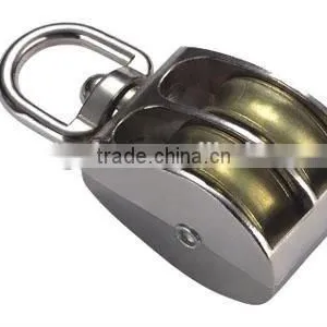 Stainless Steel Double Pulleys Swivel Eye Block/ Schwenkauge Block Round Ring Pulley Double Wheel/ thumbnail-2