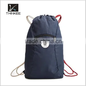 Custom Your Logo Khaki Polyester Gym Bag Drawstring Backpack thumbnail-5