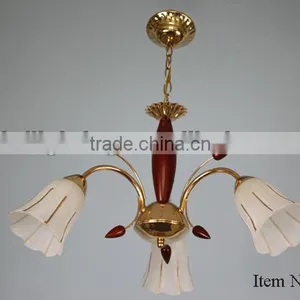 Modern Hanging Light Fixture Wooden Chandelier Glass Pendant Light thumbnail-1