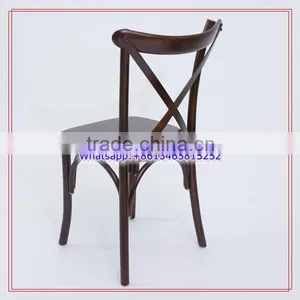 Solid Wood Wedding Dinning Stackable Cross Back Chair thumbnail-2