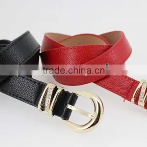 Women's Plain High Quality PU Faux Leather Belt With Rhinestone Ring in YiWu/Thin Waist Belt for Lady thumbnail-5