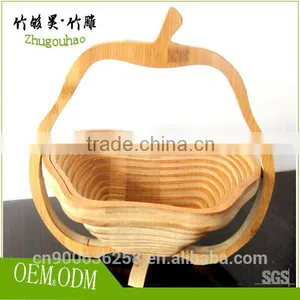 Apple Shape Folding Bamboo Storage Food Fruit Basket for Wedding thumbnail-3