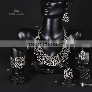 Ring Earring Bracelet Necklace Hellenic Turkish Ottoman Antique Ethnic Authentic Design Jewelry Set Made in Turkey thumbnail-2