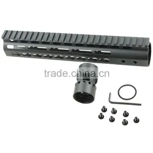Funpowerland Black NEW Free Float NSR 10 Inch Handguard One-piece Top Rail System KeyMod High Quality Lightest FDE For AR-15 thumbnail-1