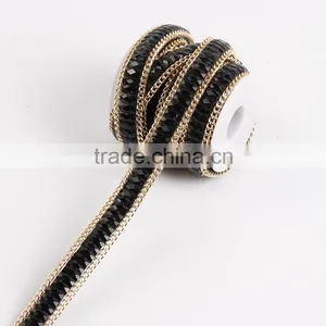 High Quality Black Glass Stone Crystal Rhinestone Chain With Hotfix Adhesive Belt thumbnail-3
