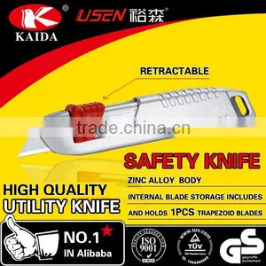 2pcs Trapezoid Blade Zinc Alloy Auto Retractable Utility Cutter Knife thumbnail-1