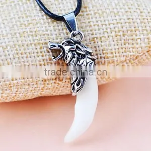 Tibet Punk Men's Cool Real Gothic Wolf Tooth Necklace Domineering Pendant thumbnail-5