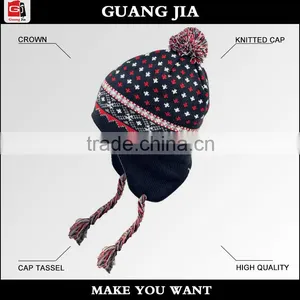 Custom Fold up Fashion Winter Earflap and Tassel Baby Knitted Cap thumbnail-1