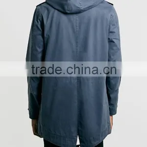 Lightweight Navy Waxed Parka Jacket for Men thumbnail-2